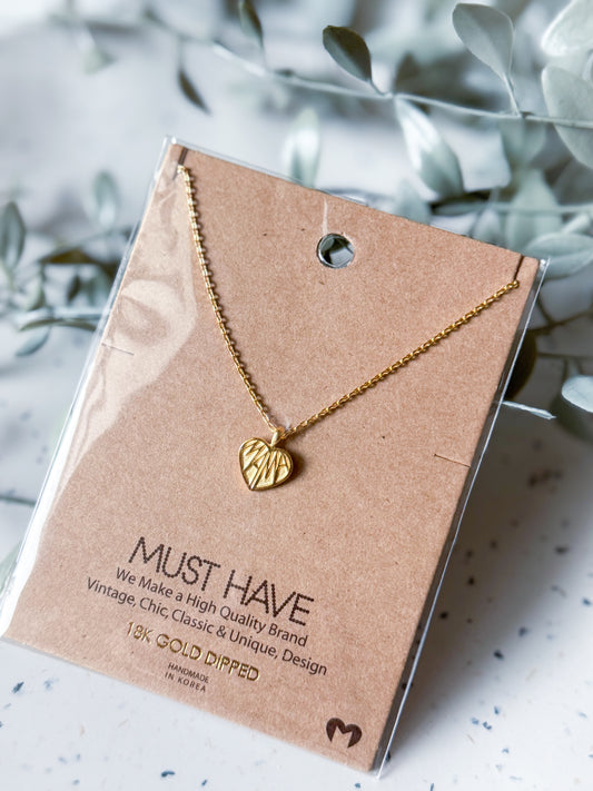 Mama Heart Necklace - Gold Dipped (16”)
