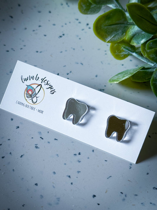 Teeth Studs - Mirrored Acylic