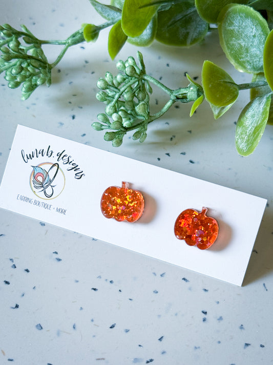 FALLoween: Pumpkin Studs - Orange Confetti Glitter