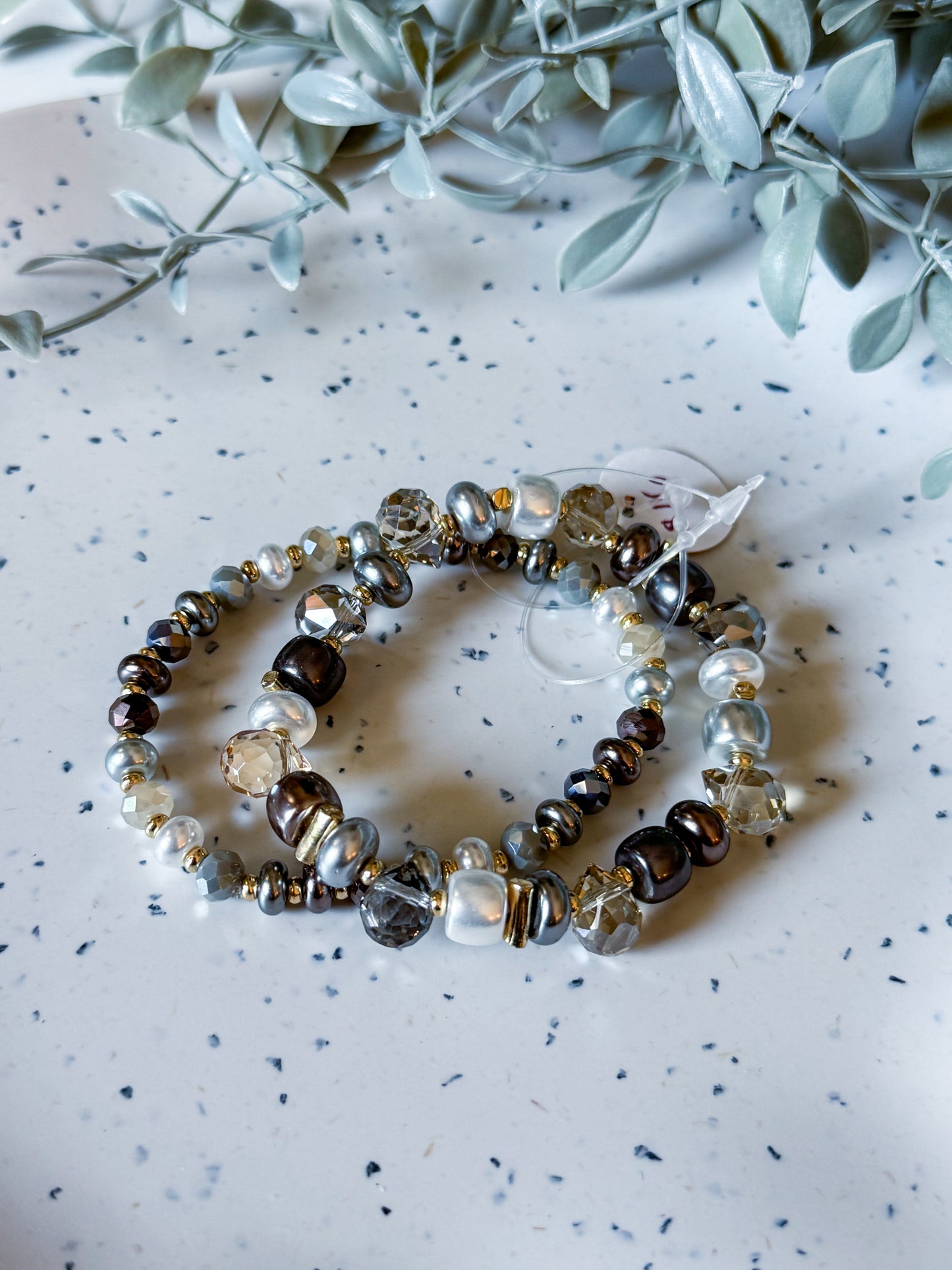 Bracelet Set- Mixed Metal/Pearl