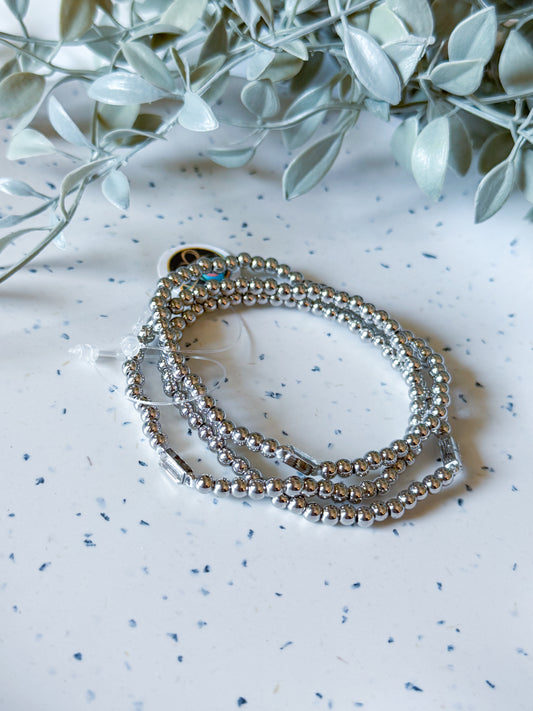 Bracelet Set- Silver w/ Rhinestone Accents