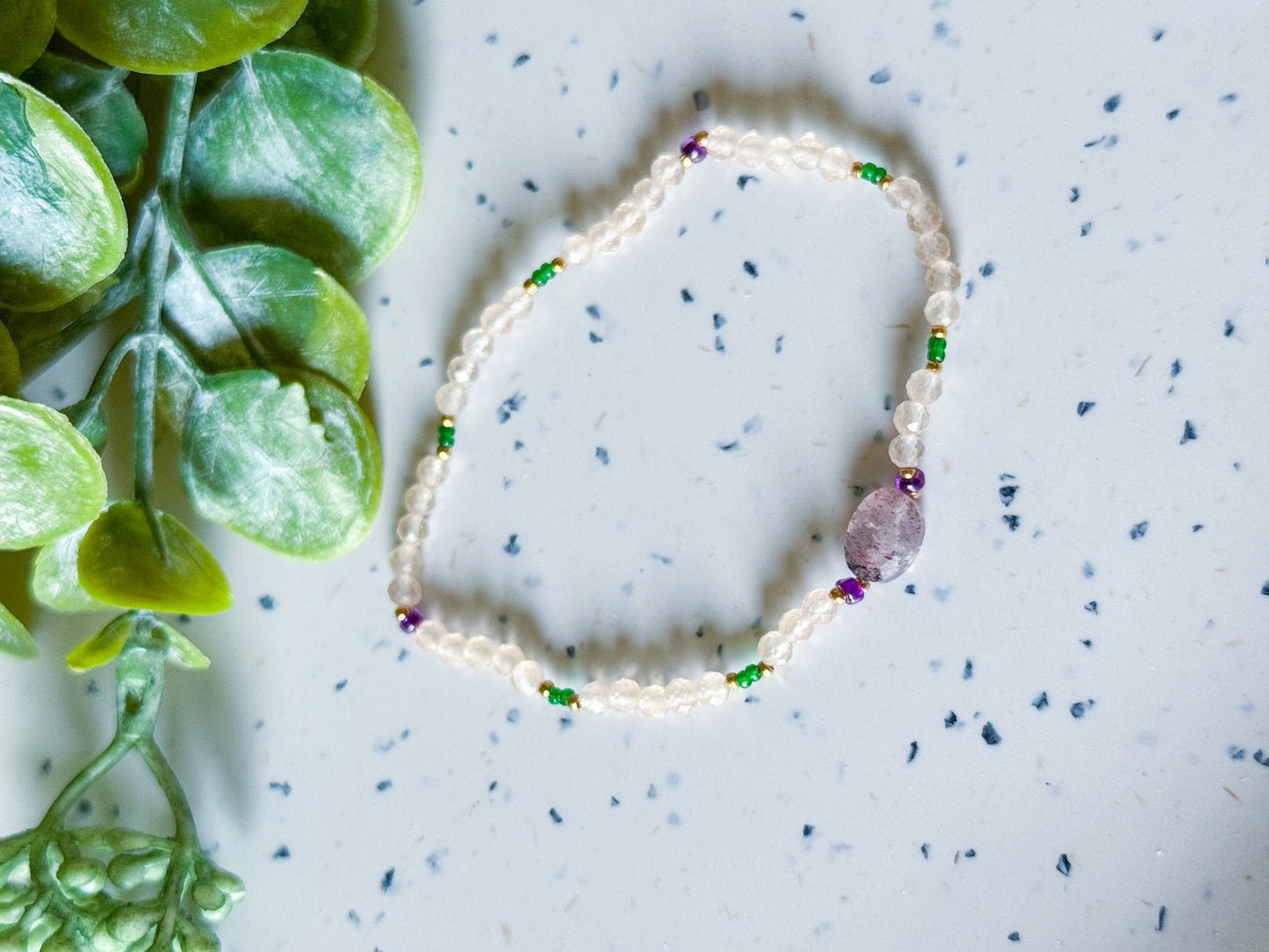 Small Bead Bracelet w/ Natural Stone