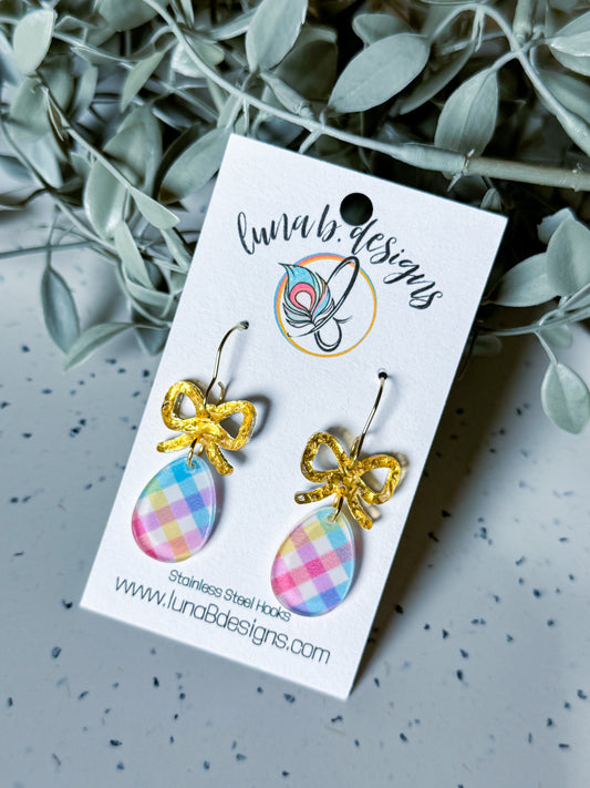 Spring & Easter: Plaid Egg w/ Bow