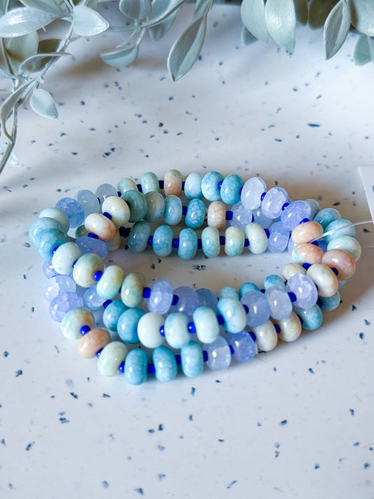 Cracked Stone Beaded Bracelets - Blue