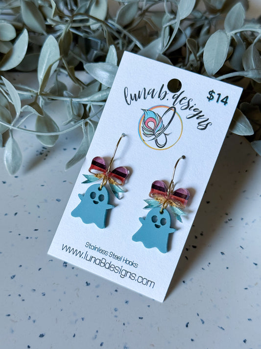 SummerWEEN: Teal Ghost w/ Stripe Bow