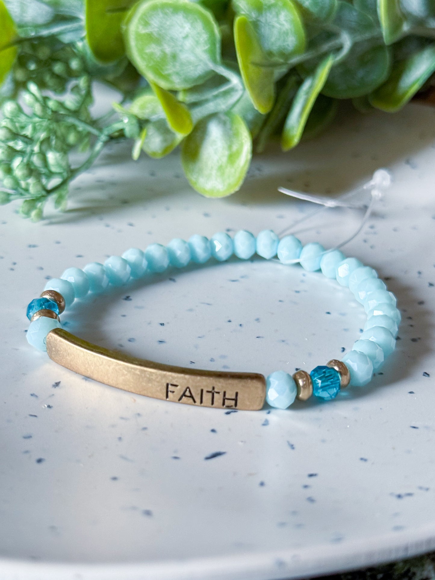 Faith Bracelet - Light Blue/Gold