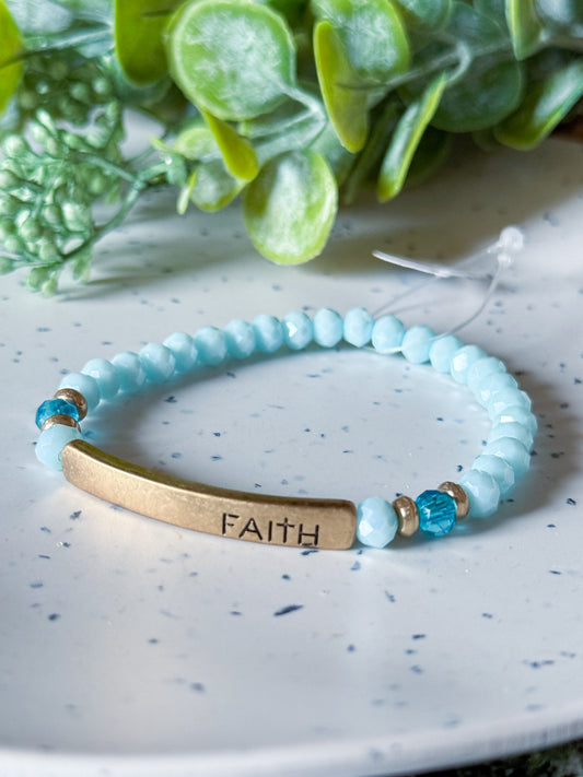 Faith Bracelet - Light Blue/Gold