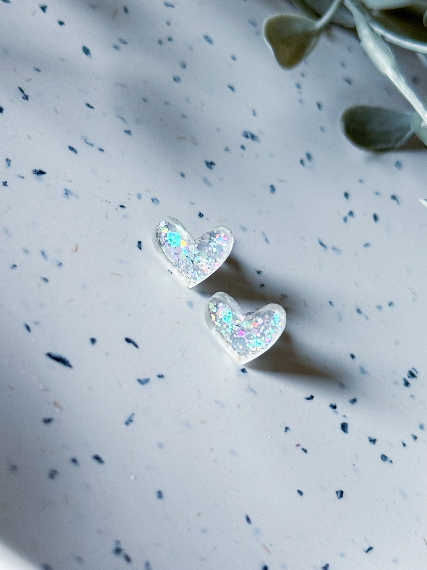 Valentine: Heart Studs (Silver Holographic)