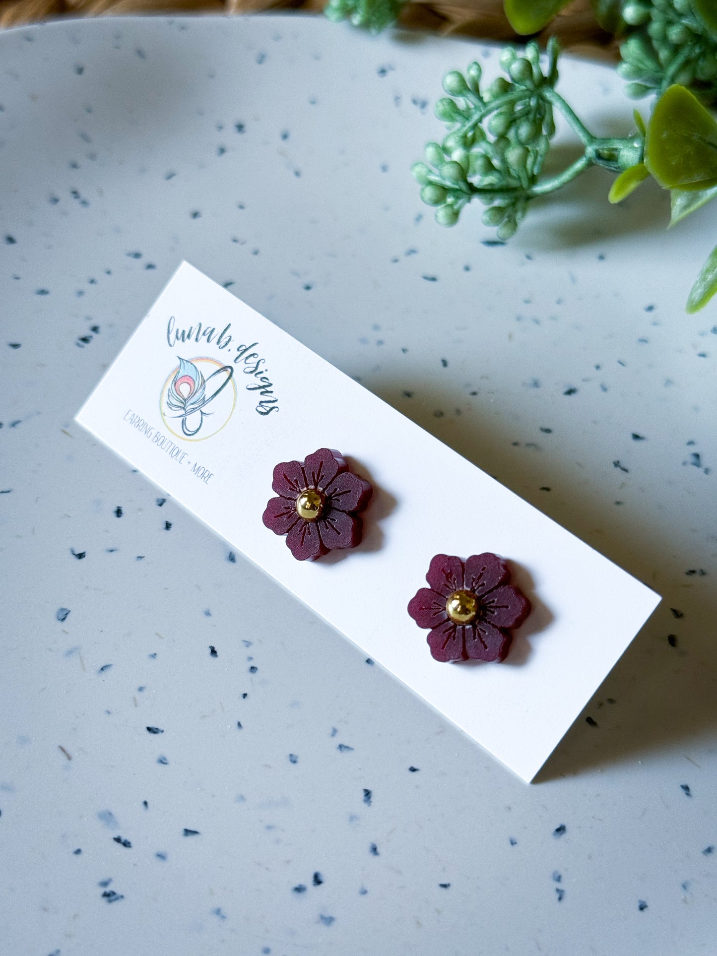 Fall: Flower Studs with Gold Accent