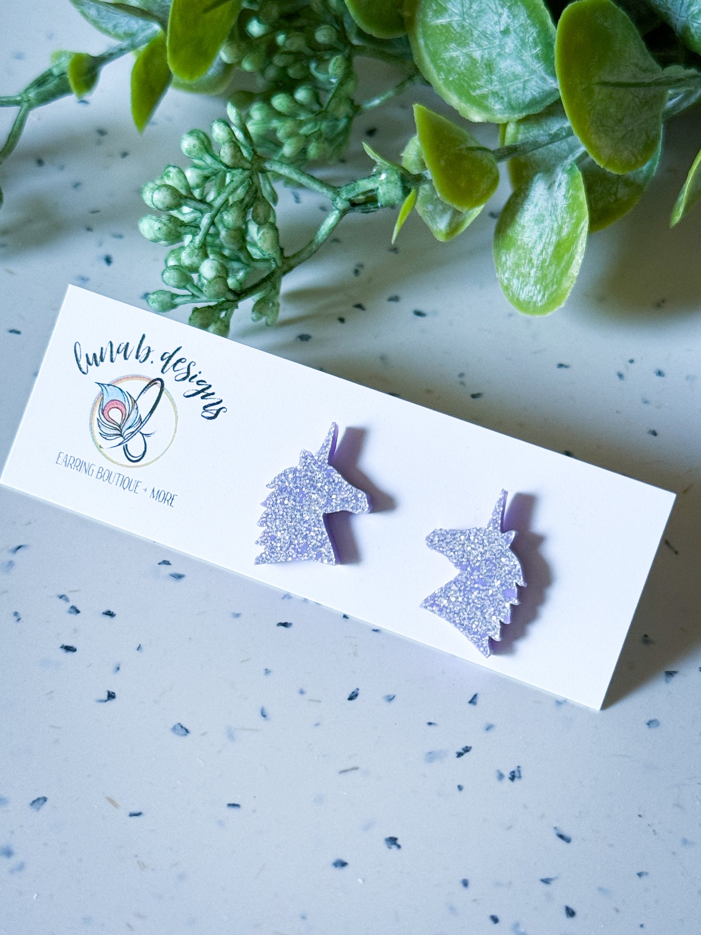 Purple Unicorn Studs