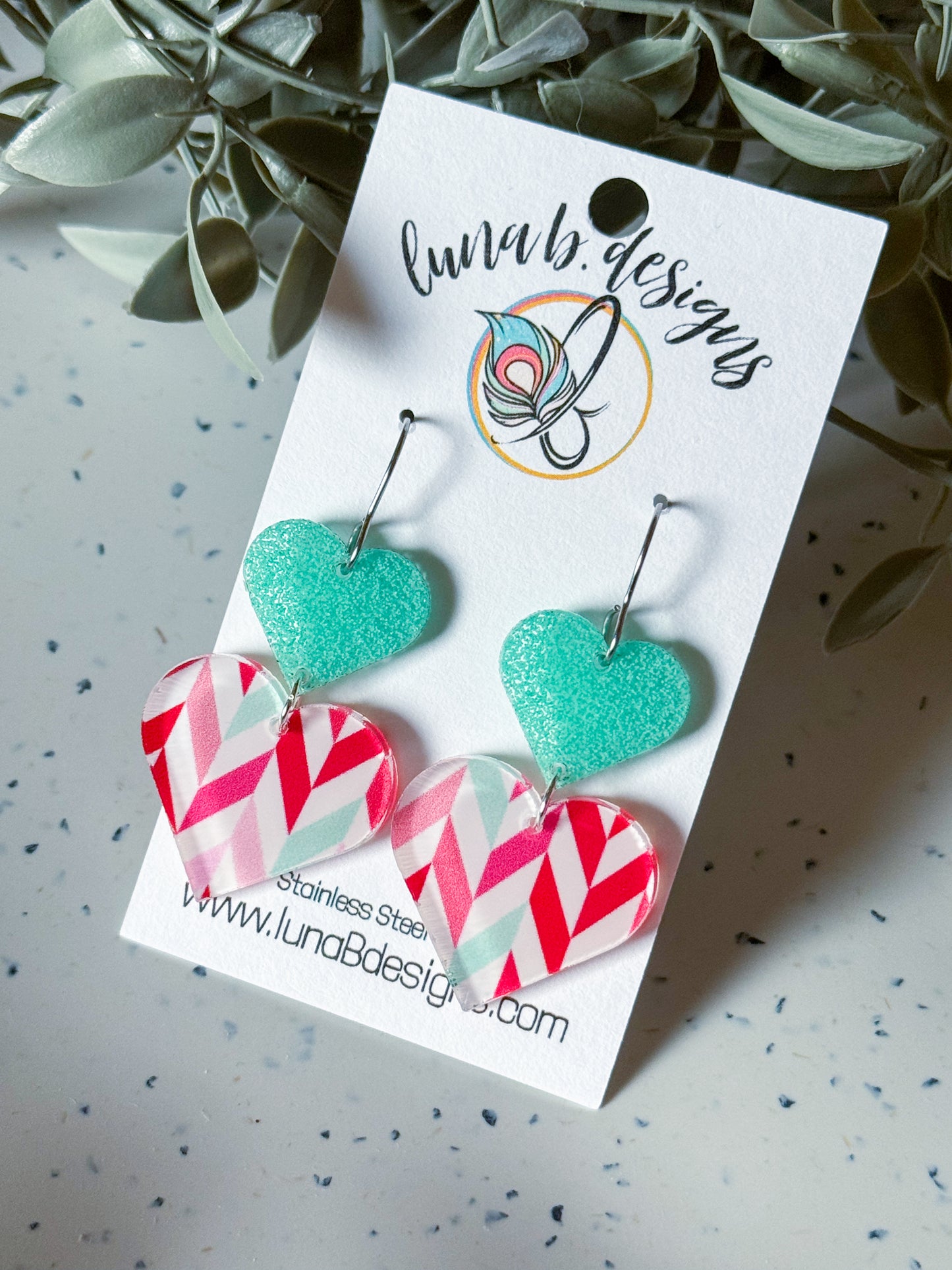 Valentine: Pink/Teal/Red Chevron Heart