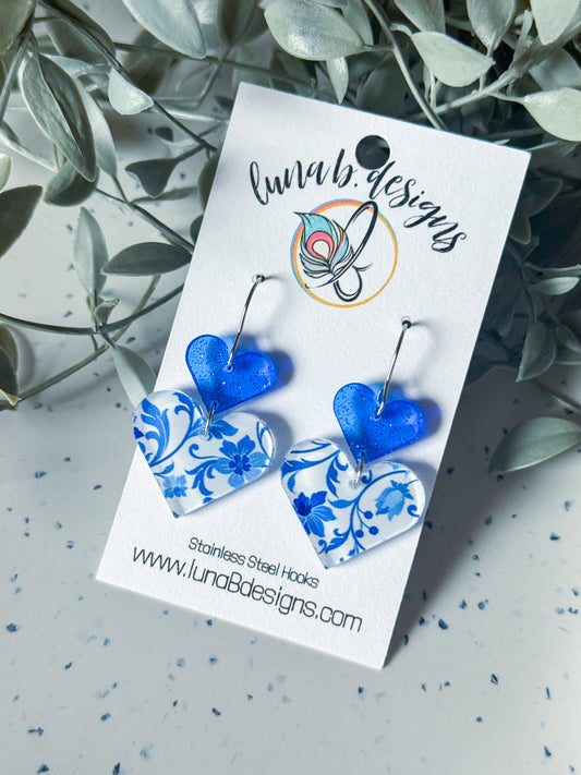 Valentine: Blue Floral Hearts