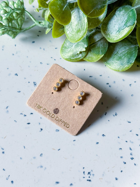 Mini Studs: CZ Triple Stud Bar