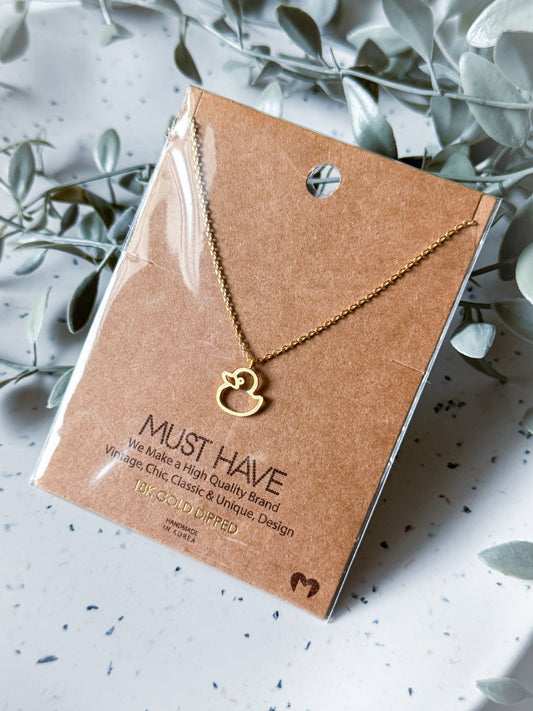 Rubber Duck Necklace - Gold Dipped (16”)