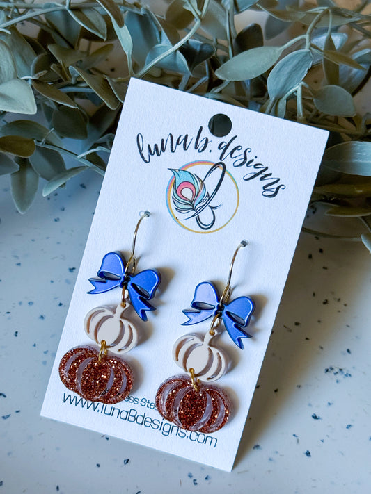 Fall: Pumpkins w/ Navy Bow