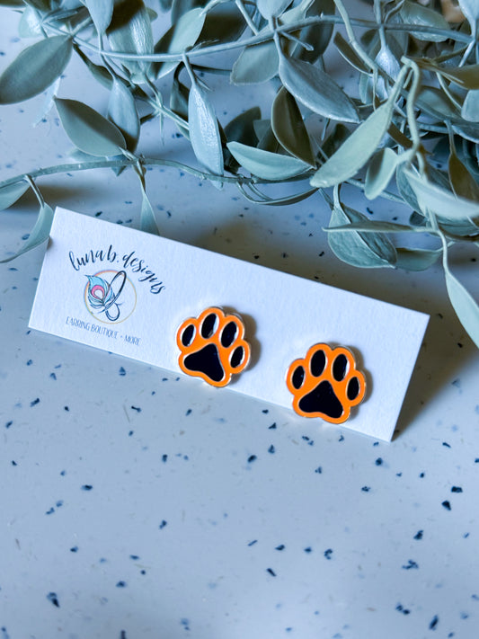 Paw Studs: Orange & Navy