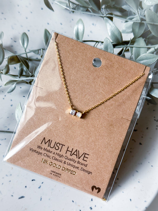 Gemstone Necklace - Gold Dipped (16”)