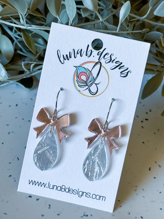 New Year’s Drops: Silver Drops w/ Rose Gold Bow
