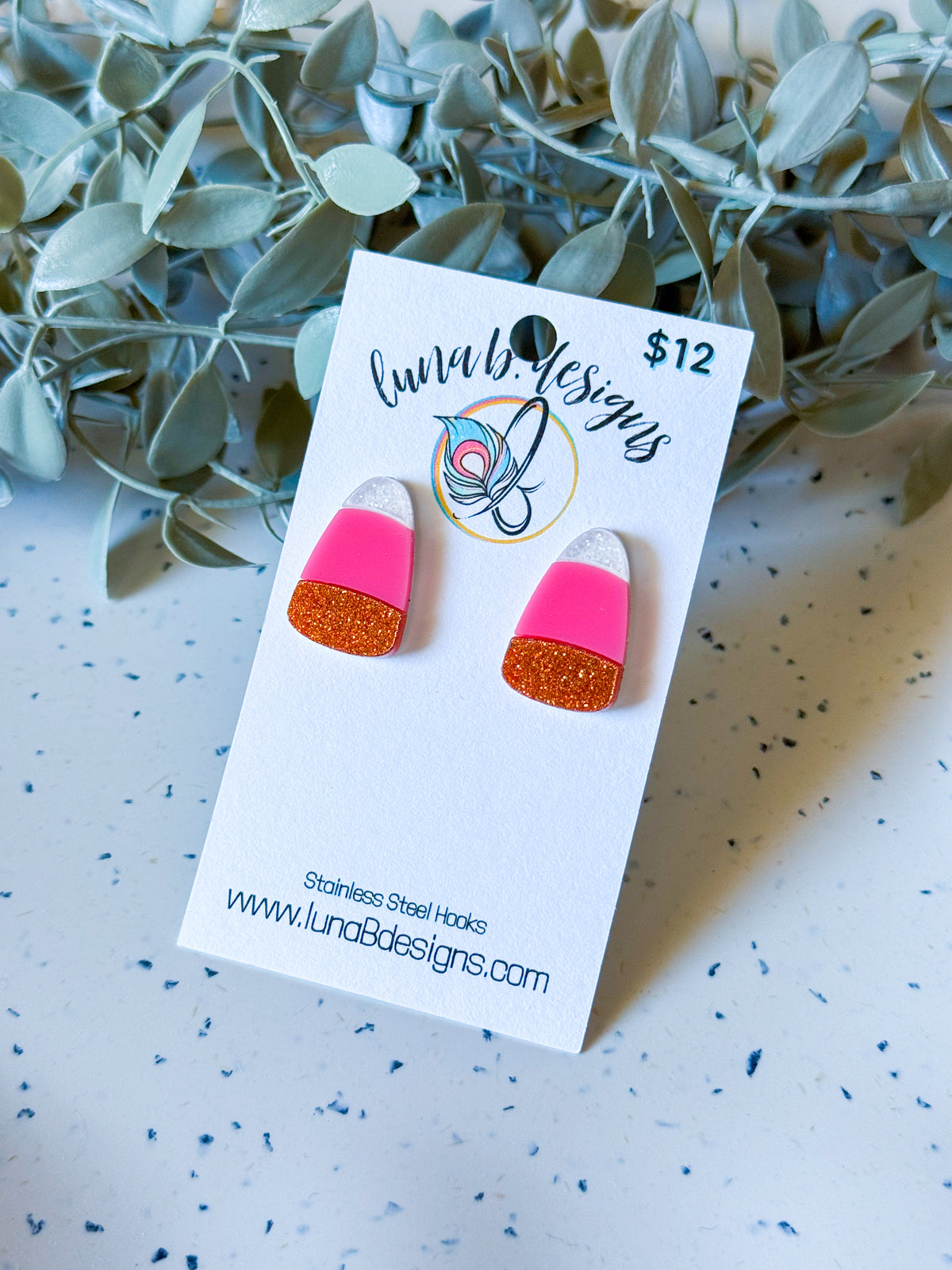 FALLoween: Candy Corn Large Studs (pink)