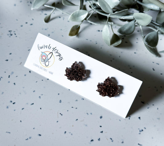 FALLoween: Leaf Studs (Brown)