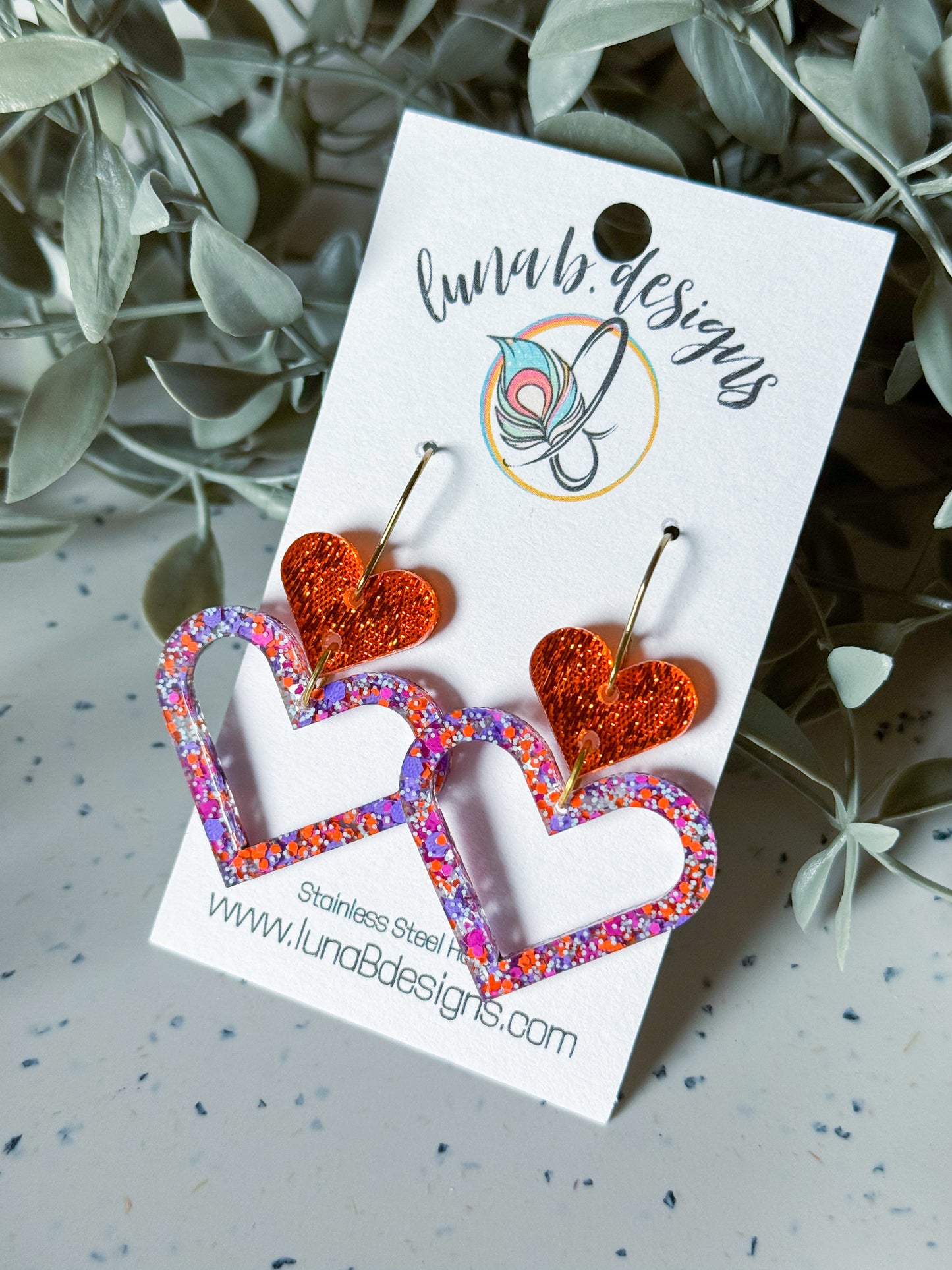 Valentine: Purple/Orange Hearts