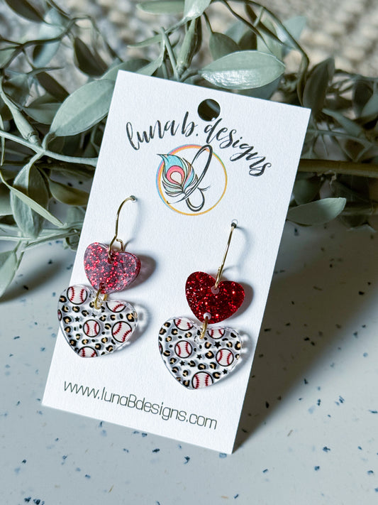 Game Day Leopard Hearts: Baseball