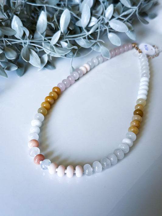 Candy Stone Beaded Necklace - Natural