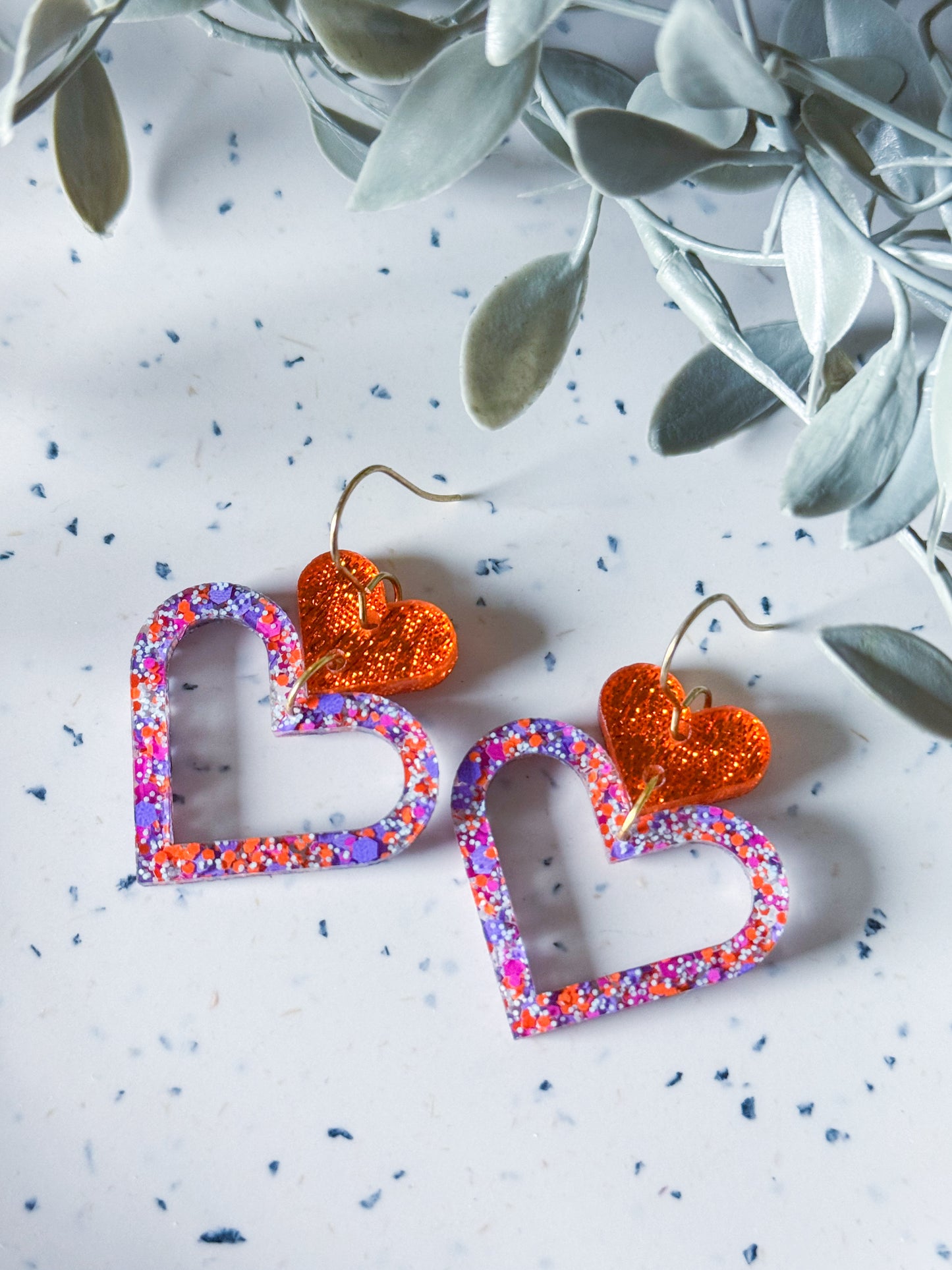 Valentine: Purple/Orange Hearts