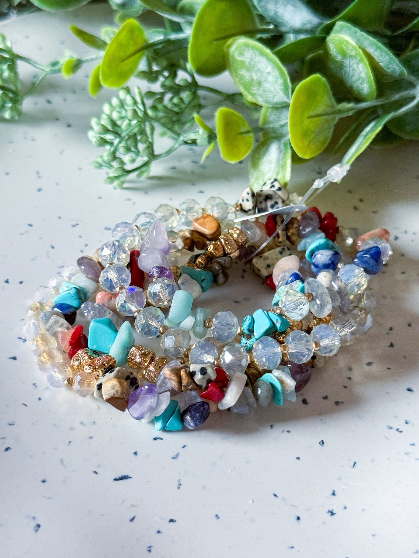 Natural Stone Beaded Stretch Bracelets (Multi)