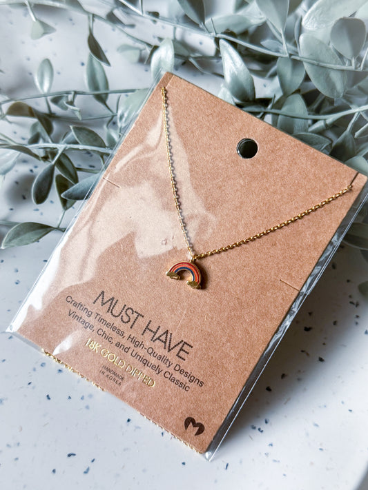 Rainbow Necklace - Gold Dipped (16”)