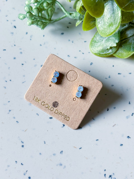 Mini Studs: Double Stone (Blue)