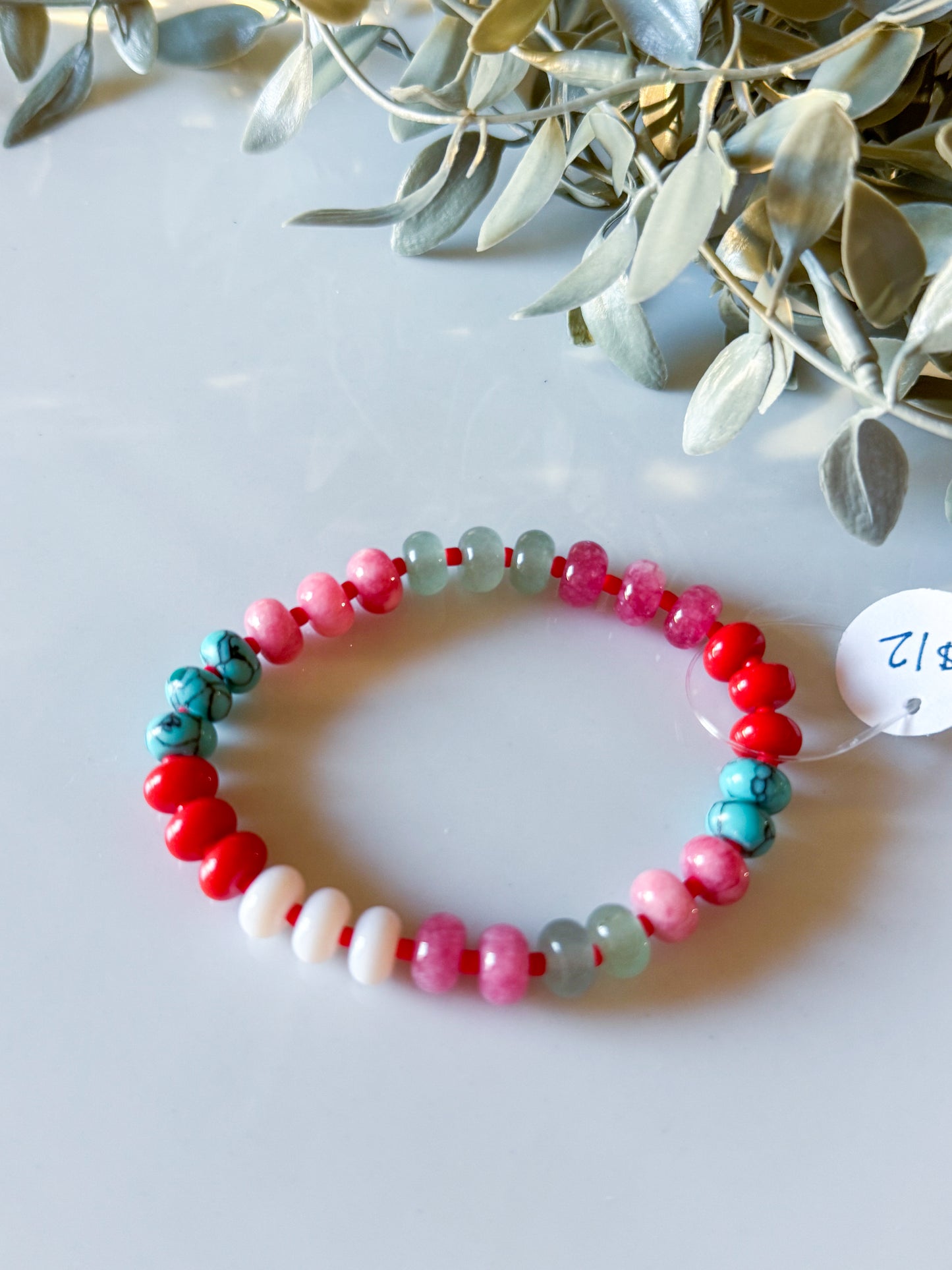 Candy Stone Beaded Bracelet - Red
