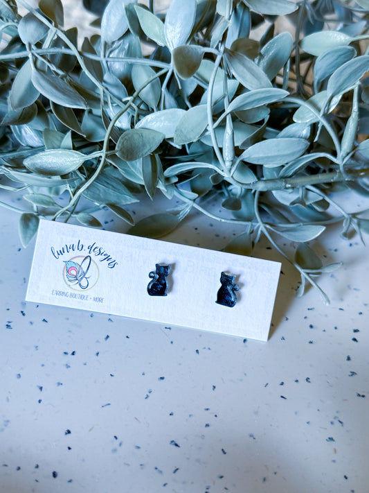 FALLoween Studs: Grey Mirror Cats