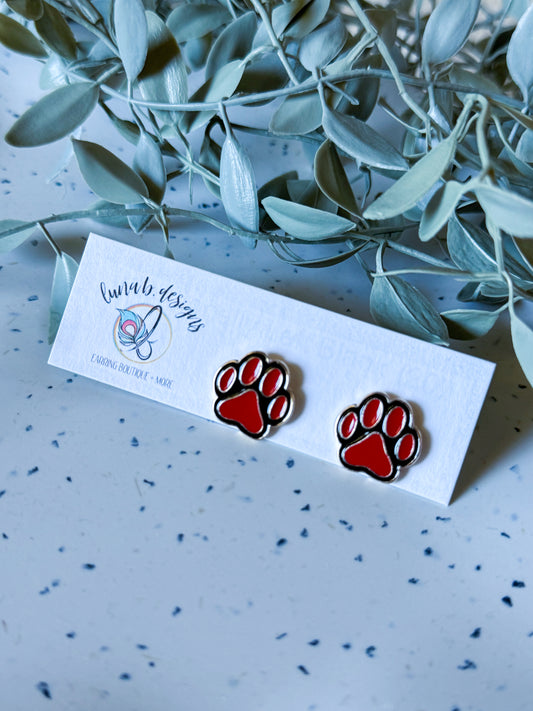 Paw Studs: Red & Black