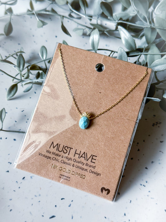 Pineapple Necklace - Gold Dipped (16”)