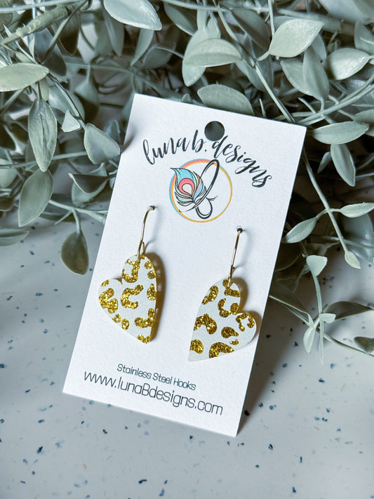 Valentine: Gold/White Leopard Hearts