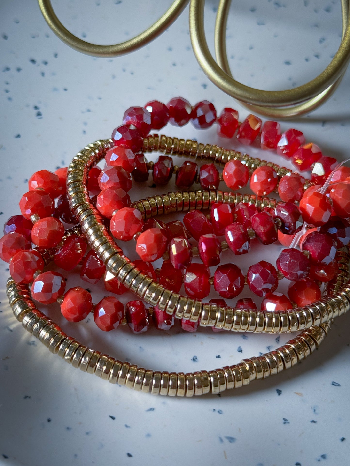 Bracelets - Red + Gold