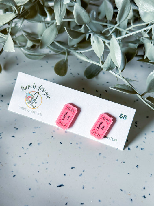 Valentine: Ticket to My Heart Studs