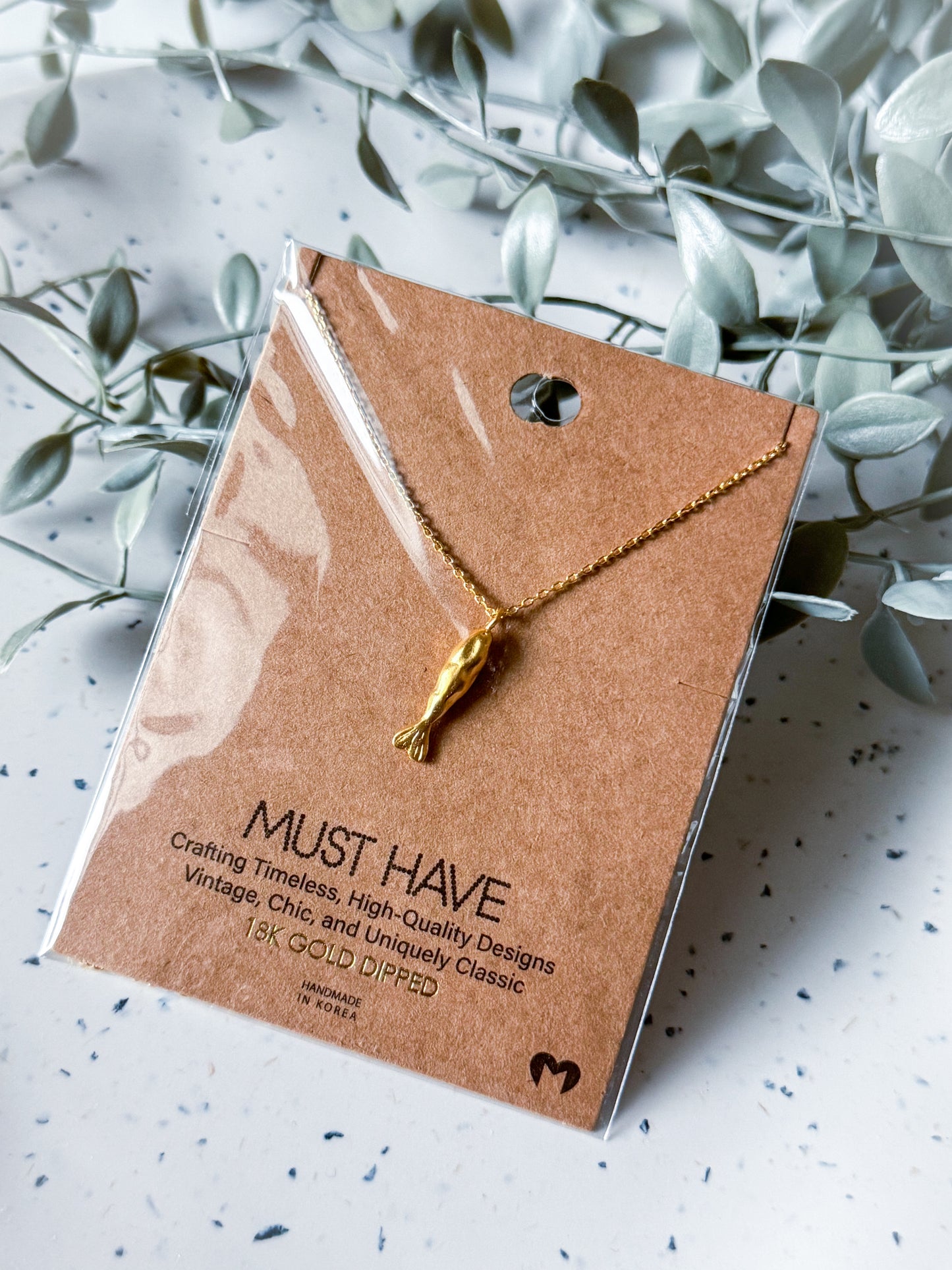 Fish Necklace - Gold Dipped (16”)