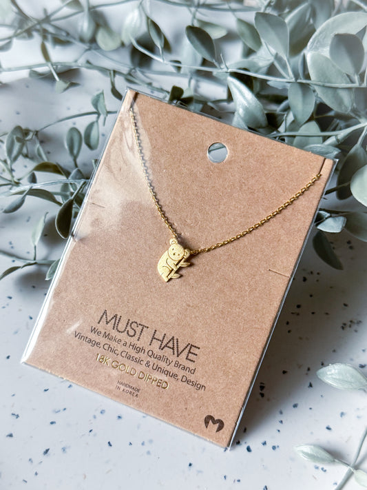 Koala Necklace - Gold Dipped (16”)