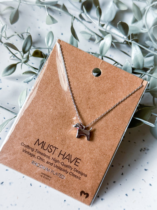 Dog Necklace - Rhodium Plated (16”)