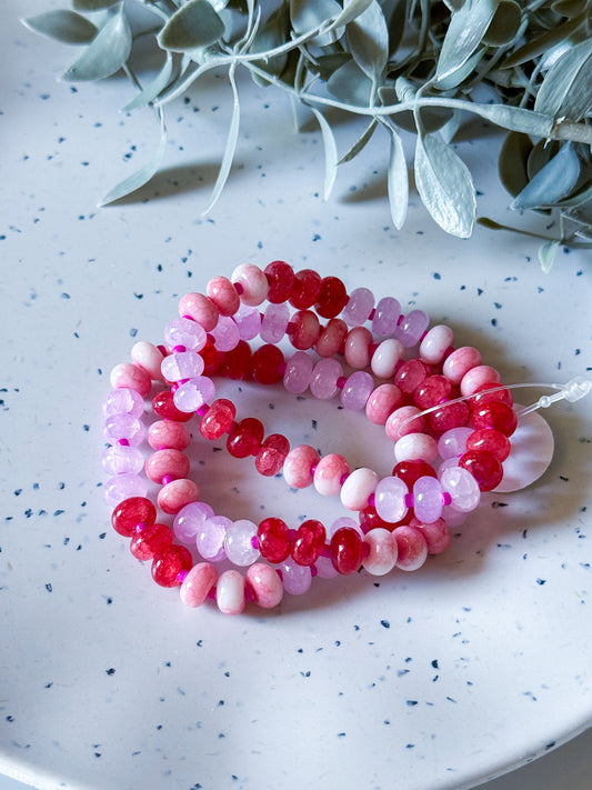 Cracked Stone Beaded Bracelets - Pink