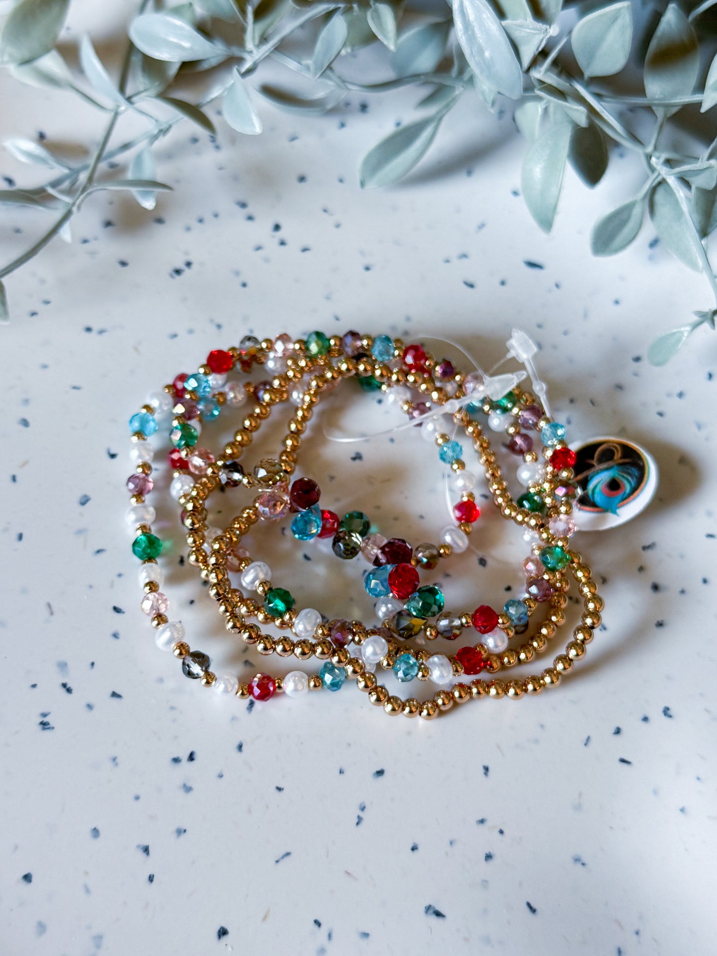 Bracelet Set- Multi/Pearl/Gold